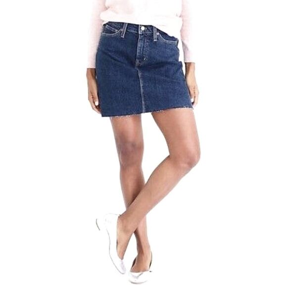 J. Crew Factory Dresses & Skirts - J.Crew Factory Denim Raw Hem Mini Skirt 0